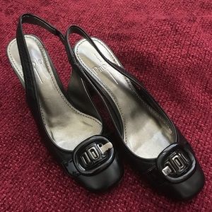 Like New Linea Paolo Black Slingbacks w/Buckle 7.5